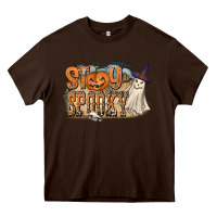 Chocolate Brown Stay Spooky Heavy Core Tee - CowhideDigitalArt