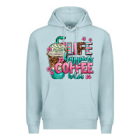 Blue Mist life happens coffee  helps Premium Hoodie - AdoDesignShop
