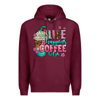 Burgundy life happens coffee  helps Premium Hoodie - AdoDesignShop