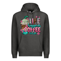 Charcoal Heather life happens coffee  helps Premium Hoodie - AdoDesignShop