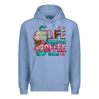 Colony Blue life happens coffee  helps Premium Hoodie - AdoDesignShop