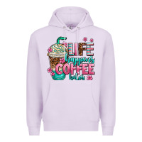 Lilac life happens coffee  helps Premium Hoodie - AdoDesignShop