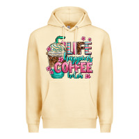 Pina Colada life happens coffee  helps Premium Hoodie - AdoDesignShop