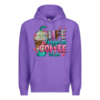 Purple life happens coffee  helps Premium Hoodie - AdoDesignShop