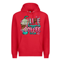 Red life happens coffee  helps Premium Hoodie - AdoDesignShop