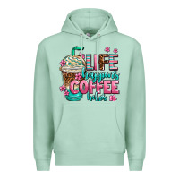 Seafoam life happens coffee  helps Premium Hoodie - AdoDesignShop