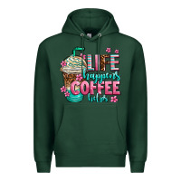 Sports Green life happens coffee  helps Premium Hoodie - AdoDesignShop