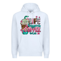 White life happens coffee  helps Premium Hoodie - AdoDesignShop