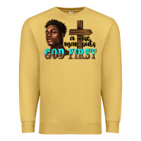 Antique Gold a wise man puts god first Premium Sweatshirt - texasbilliewilder