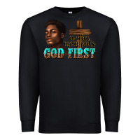 Black a wise man puts god first Premium Sweatshirt - texasbilliewilder