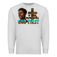 Dove Grey a wise man puts god first Premium Sweatshirt - texasbilliewilder