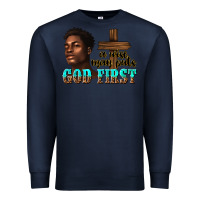 Navy a wise man puts god first Premium Sweatshirt - texasbilliewilder