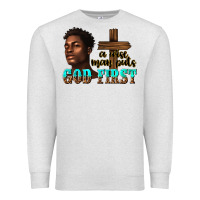 Oatmeal Heather a wise man puts god first Premium Sweatshirt - texasbilliewilder