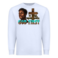 White a wise man puts god first Premium Sweatshirt - texasbilliewilder