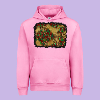 Christmas Trees And Leopard Background Urban Hoodie Designed By Bundleandbundleshop