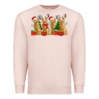 Pale Pink golden dogs with christmas Premium Sweatshirt - Zillion Design Studio
