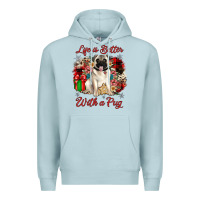 Blue Mist Christmas life is better with a pug Premium Hoodie - JahusDesignShop