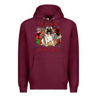 Burgundy Christmas life is better with a pug Premium Hoodie - JahusDesignShop