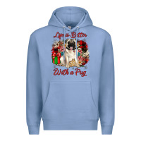 Colony Blue Christmas life is better with a pug Premium Hoodie - JahusDesignShop