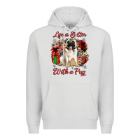 Dove Grey Christmas life is better with a pug Premium Hoodie - JahusDesignShop