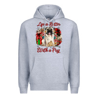 Heather Grey Christmas life is better with a pug Premium Hoodie - JahusDesignShop