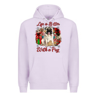 Lilac Christmas life is better with a pug Premium Hoodie - JahusDesignShop
