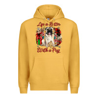 Mustard Christmas life is better with a pug Premium Hoodie - JahusDesignShop