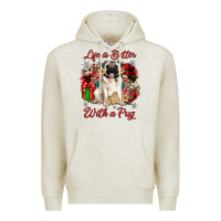 Oatmeal Heather Christmas life is better with a pug Premium Hoodie - JahusDesignShop