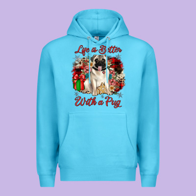 Christmas Life Is Better With A Pug Premium Hoodie Designed By Jahusdesignshop