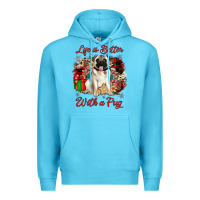 Ocean Blue Christmas life is better with a pug Premium Hoodie - JahusDesignShop