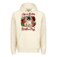 Sandshell Christmas life is better with a pug Premium Hoodie - JahusDesignShop