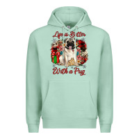 Seafoam Christmas life is better with a pug Premium Hoodie - JahusDesignShop