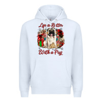 White Christmas life is better with a pug Premium Hoodie - JahusDesignShop