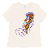 Bone light purple jellyfish and floral Ladies Tee - BarkalooDesign