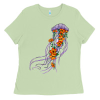 Matcha light purple jellyfish and floral Ladies Tee - BarkalooDesign
