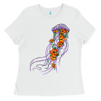 White light purple jellyfish and floral Ladies Tee - BarkalooDesign