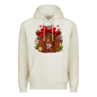 Oatmeal Heather christmas red angus Premium Hoodie - JahusDesignShop