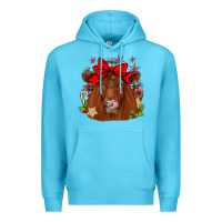 Ocean Blue christmas red angus Premium Hoodie - JahusDesignShop
