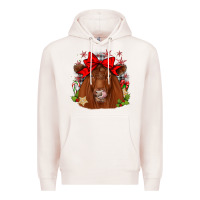 Pale Pink christmas red angus Premium Hoodie - JahusDesignShop