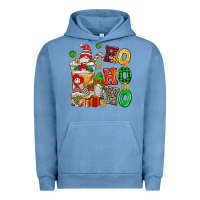 Pigment Pebble Blue ho ho ho christmas latte with gnomies Urban Hoodie - AdoDesignShop