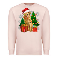 Pale Pink christmas golden dog Premium Sweatshirt - Zillion Design Studio