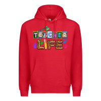 Red teacher life Premium Hoodie - AdoDesignShop
