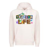 Pale Pink teacher life Premium Hoodie - AdoDesignShop