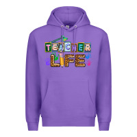 Purple teacher life Premium Hoodie - AdoDesignShop