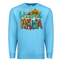 Ocean Blue blessed nana with sunflowers Premium Sweatshirt - texasbilliewilder