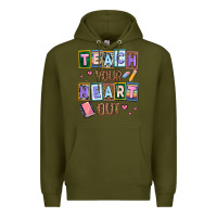 Army Green teach your heart out Premium Hoodie - AdoDesignShop