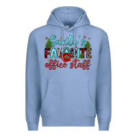 Colony Blue santa s favorite office staff Premium Hoodie - JahusDesignShop