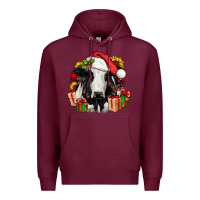 Burgundy christmas holstein Premium Hoodie - JahusDesignShop