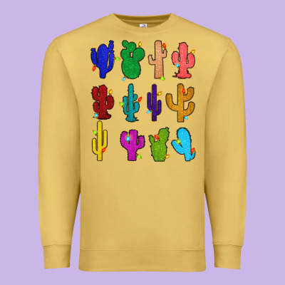Christmas Glitter Cactus Premium Sweatshirt Designed By Zillion Design Studio