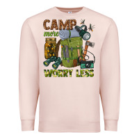 Pale Pink camp more worry less Premium Sweatshirt - texasbilliewilder
